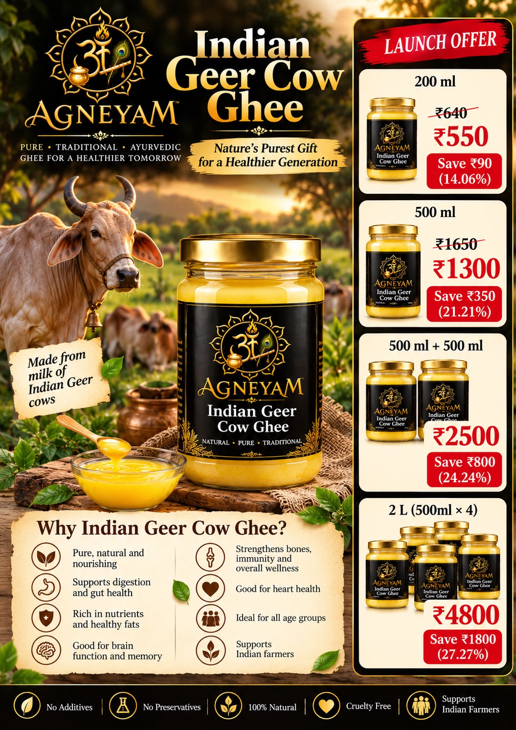 The Agneyam Indian Geer Cow Ghee promotional poster